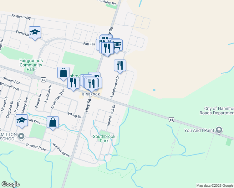 map of restaurants, bars, coffee shops, grocery stores, and more near 12 Wills Crescent in Hamilton