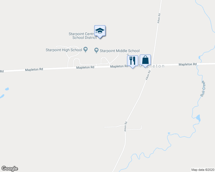 map of restaurants, bars, coffee shops, grocery stores, and more near 4350 Mapleton Road in Lockport