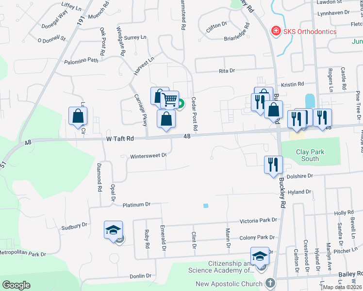 map of restaurants, bars, coffee shops, grocery stores, and more near 5008 West Taft Road in Liverpool