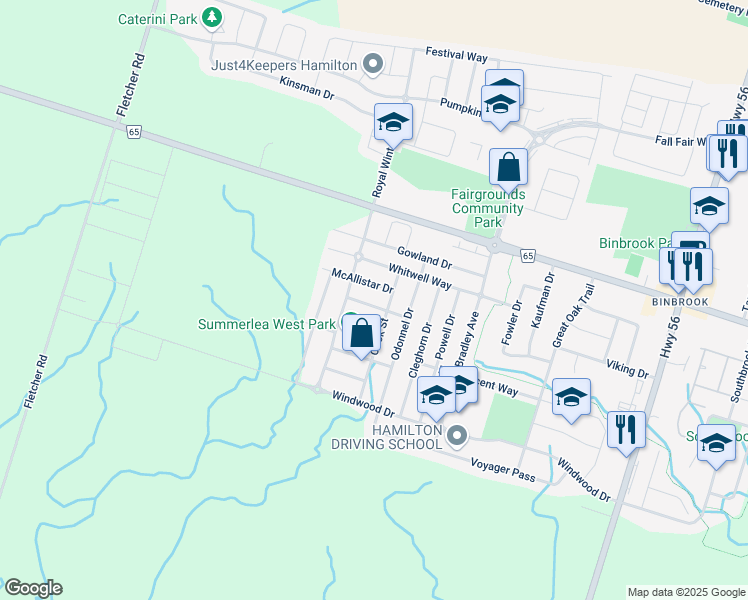 map of restaurants, bars, coffee shops, grocery stores, and more near 120 Binhaven Boulevard in Hamilton