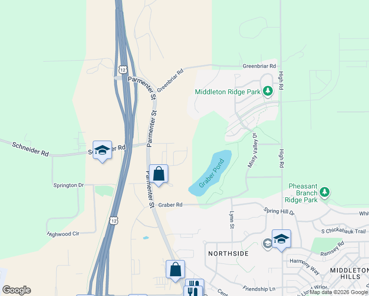 map of restaurants, bars, coffee shops, grocery stores, and more near 7238 Lily Lane in Middleton