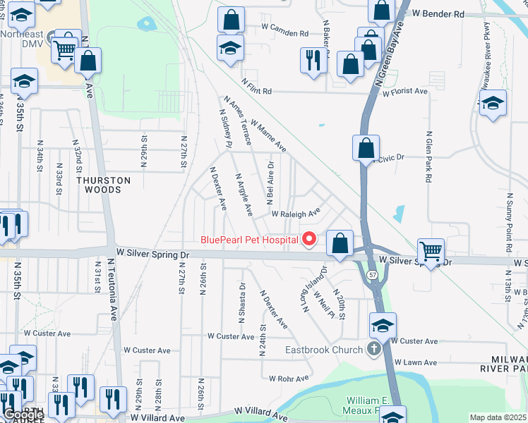 map of restaurants, bars, coffee shops, grocery stores, and more near 5671 North Argyle Avenue in Glendale