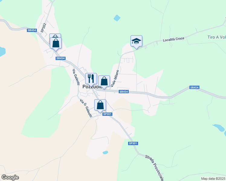 map of restaurants, bars, coffee shops, grocery stores, and more near 39 Via Nazionale in Pozzuolo