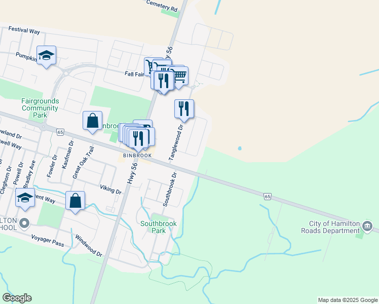 map of restaurants, bars, coffee shops, grocery stores, and more near 40 Wills Crescent in Hamilton