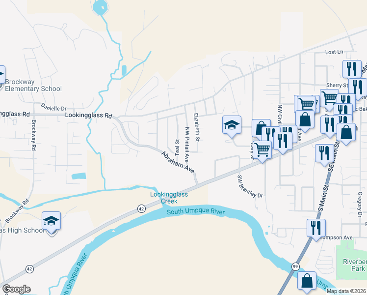 map of restaurants, bars, coffee shops, grocery stores, and more near 294 Northwest Pintail Avenue in Winston