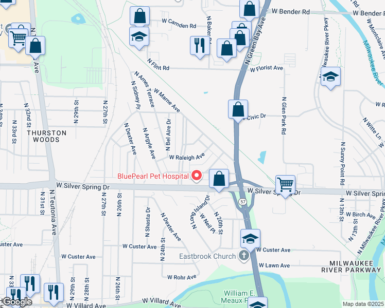 map of restaurants, bars, coffee shops, grocery stores, and more near 2221 West Raleigh Avenue in Glendale