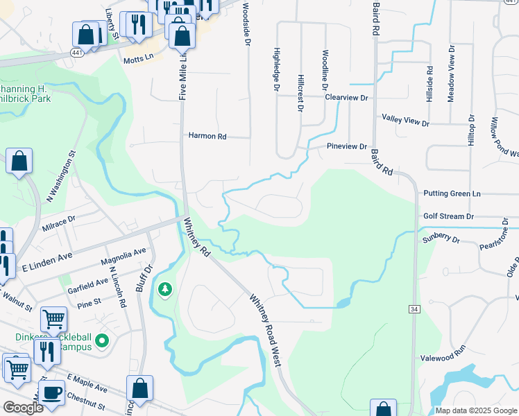 map of restaurants, bars, coffee shops, grocery stores, and more near 178 Pleasant Way in Penfield