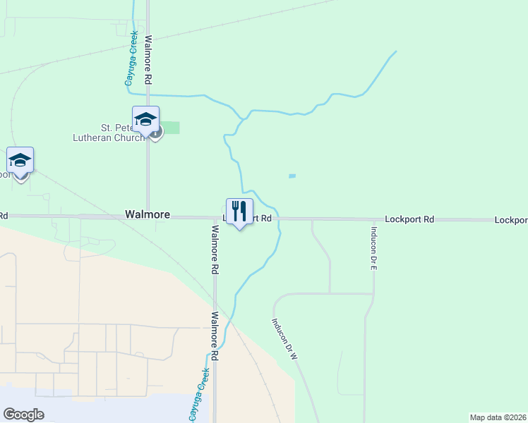 map of restaurants, bars, coffee shops, grocery stores, and more near 2305 Lockport Road in Sanborn