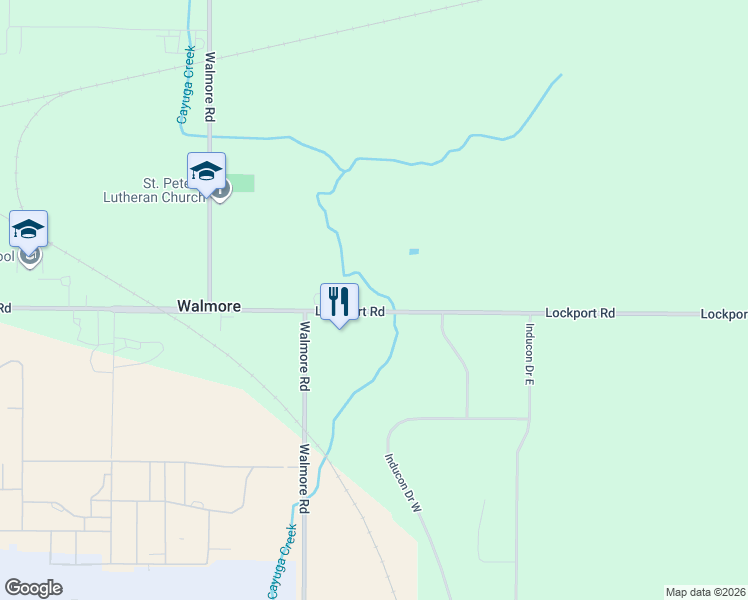 map of restaurants, bars, coffee shops, grocery stores, and more near 2305 Lockport Road in Sanborn