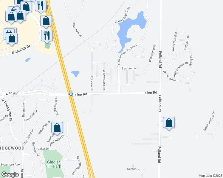 map of restaurants, bars, coffee shops, grocery stores, and more near 1704 Autumn Lake Parkway in Madison