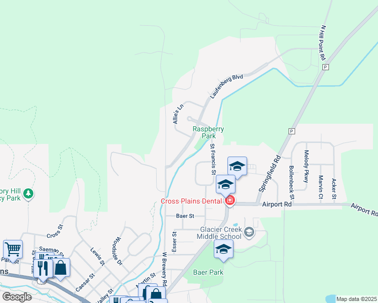 map of restaurants, bars, coffee shops, grocery stores, and more near 5012 Laufenberg Boulevard in Cross Plains