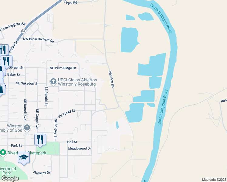 map of restaurants, bars, coffee shops, grocery stores, and more near 1031 Winston Section Road in Winston
