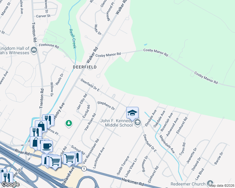 map of restaurants, bars, coffee shops, grocery stores, and more near 4 Theresa Court in Utica