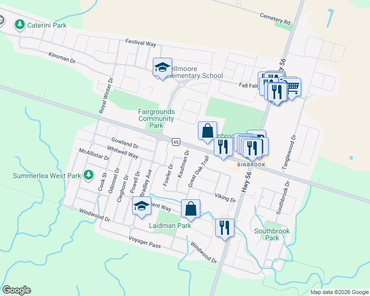 map of restaurants, bars, coffee shops, grocery stores, and more near 4 Kaufman Drive in Hamilton