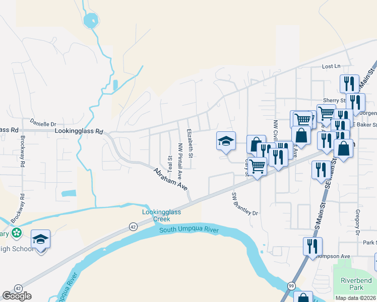 map of restaurants, bars, coffee shops, grocery stores, and more near 340 Elizabeth Street in Winston
