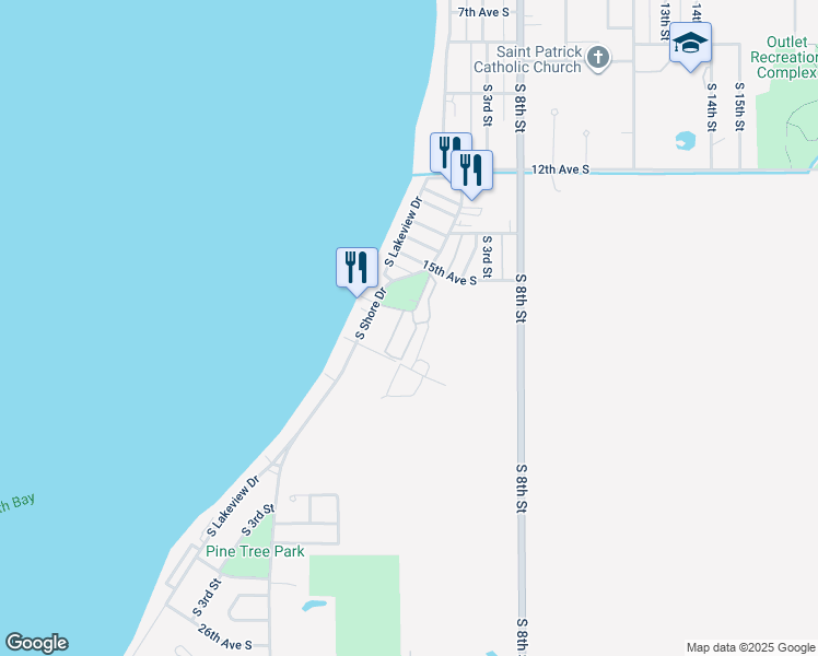 map of restaurants, bars, coffee shops, grocery stores, and more near 1500 South Shore Drive in Clear Lake