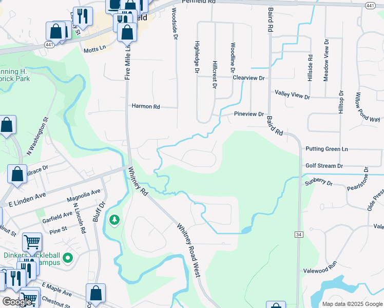 map of restaurants, bars, coffee shops, grocery stores, and more near 178 Pleasant Way in Penfield