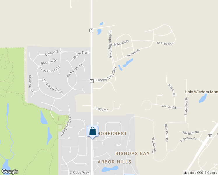 map of restaurants, bars, coffee shops, grocery stores, and more near 5275 Bishops Bay Parkway in Waunakee