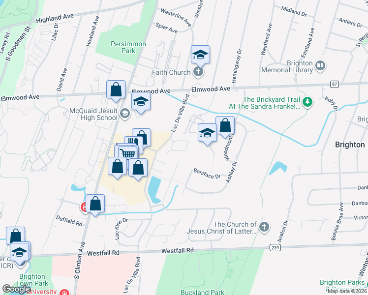 map of restaurants, bars, coffee shops, grocery stores, and more near 76 Brittany Circle in Rochester