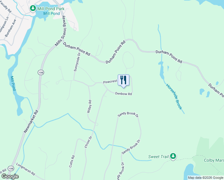 map of restaurants, bars, coffee shops, grocery stores, and more near 3 Denbow Road in Durham
