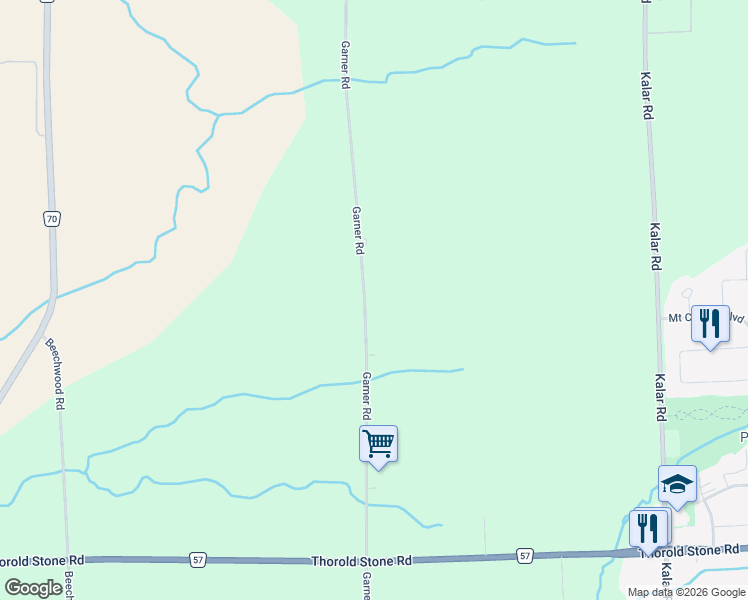 map of restaurants, bars, coffee shops, grocery stores, and more near 3402 Garner Road in Niagara Falls