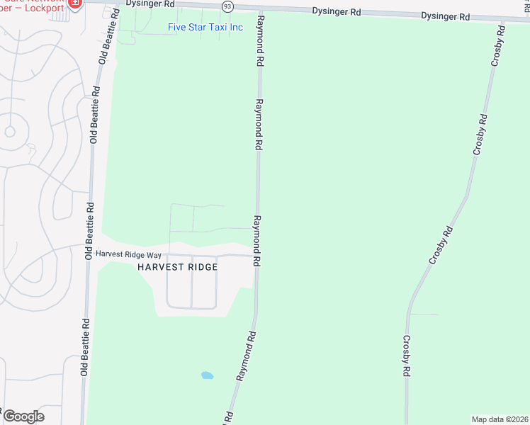 map of restaurants, bars, coffee shops, grocery stores, and more near 6165 Raymond Road in Lockport