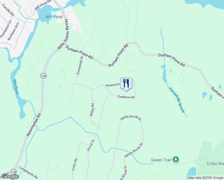map of restaurants, bars, coffee shops, grocery stores, and more near 3 Denbow Road in Durham