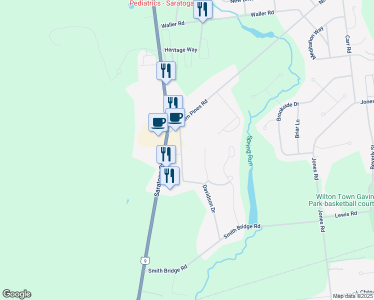 map of restaurants, bars, coffee shops, grocery stores, and more near 56 Davidson Drive in Saratoga Springs