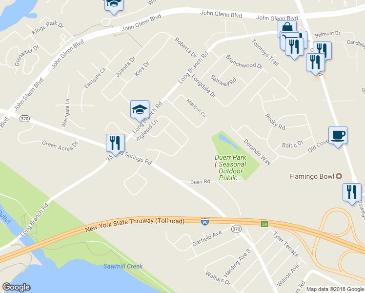 map of restaurants, bars, coffee shops, grocery stores, and more near 58 Inglesid Lane in Liverpool