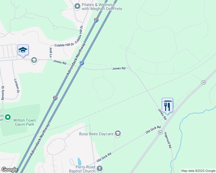map of restaurants, bars, coffee shops, grocery stores, and more near 2 Knollwood Drive in Saratoga Springs