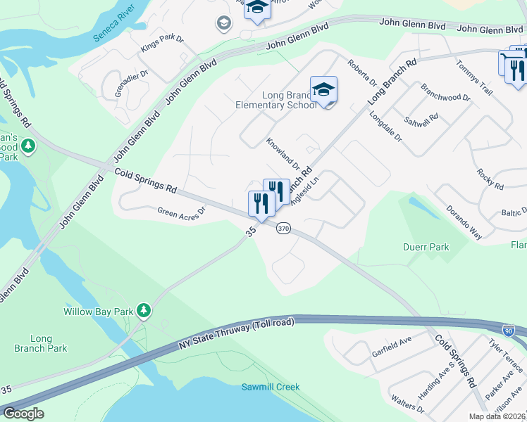 map of restaurants, bars, coffee shops, grocery stores, and more near 103 Greeley Circle in Liverpool
