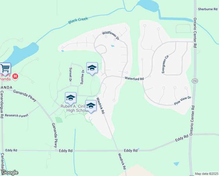 map of restaurants, bars, coffee shops, grocery stores, and more near 3264 Sherwood Drive in Walworth