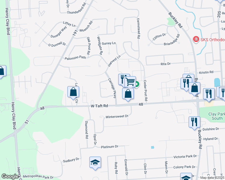 map of restaurants, bars, coffee shops, grocery stores, and more near 7295 Carriage Parkway in Liverpool