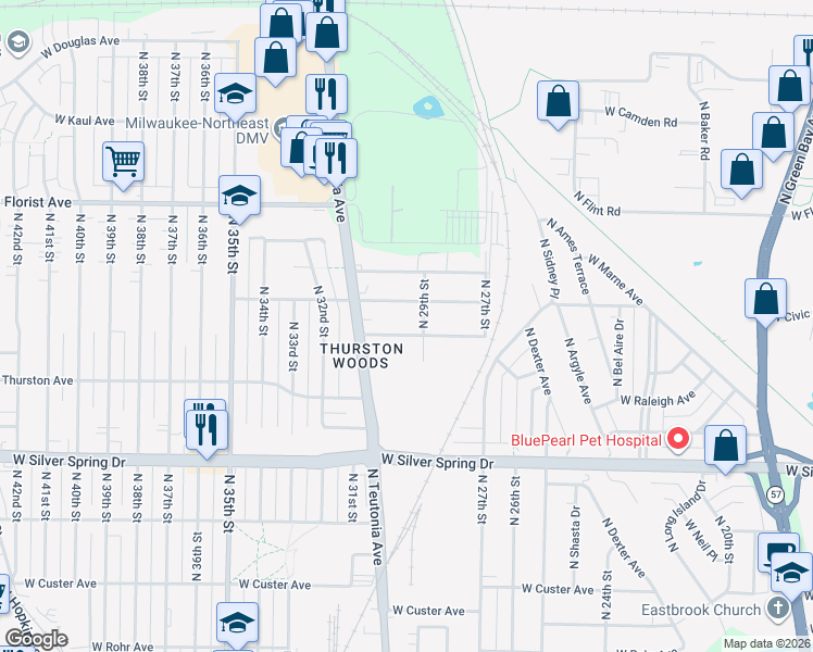 map of restaurants, bars, coffee shops, grocery stores, and more near 2918 West Carmen Avenue in Milwaukee