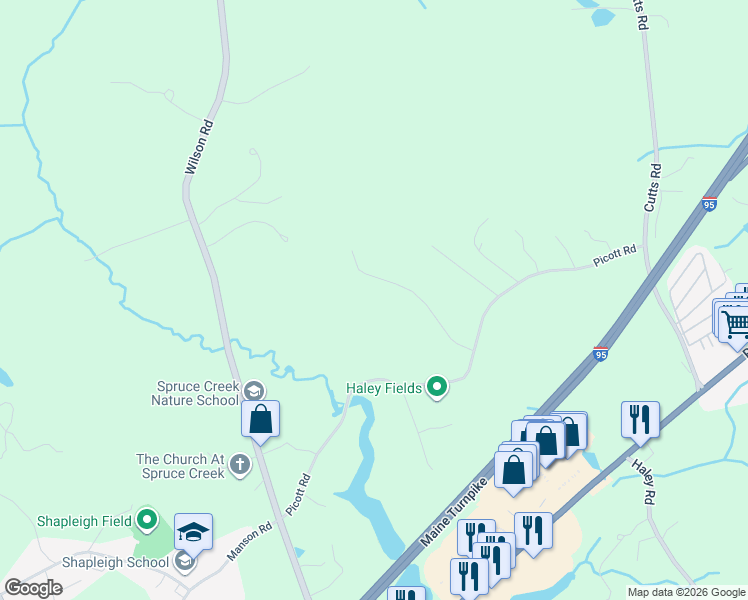 map of restaurants, bars, coffee shops, grocery stores, and more near 29 Seward Farm Lane in Kittery