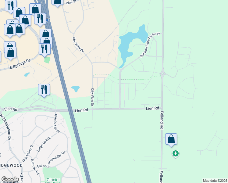 map of restaurants, bars, coffee shops, grocery stores, and more near 1821 Rockcress Way in Madison