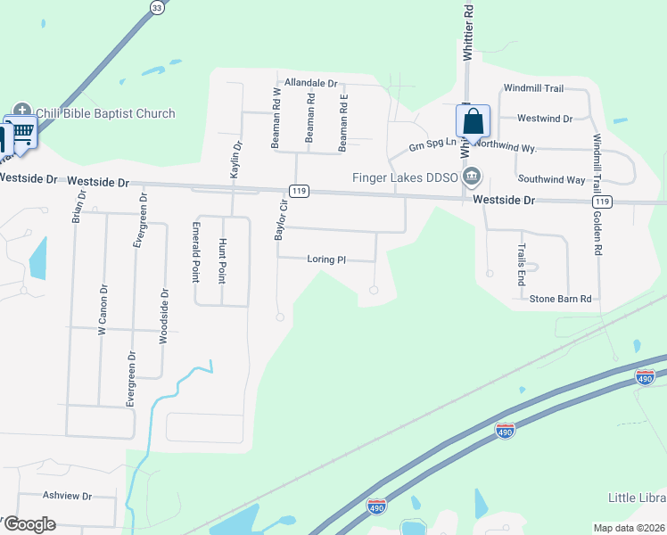 map of restaurants, bars, coffee shops, grocery stores, and more near 13 Loring Place in Rochester