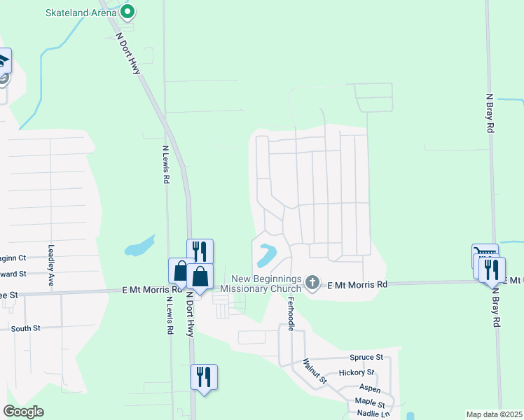 map of restaurants, bars, coffee shops, grocery stores, and more near 96 Renfrew Avenue in Mount Morris