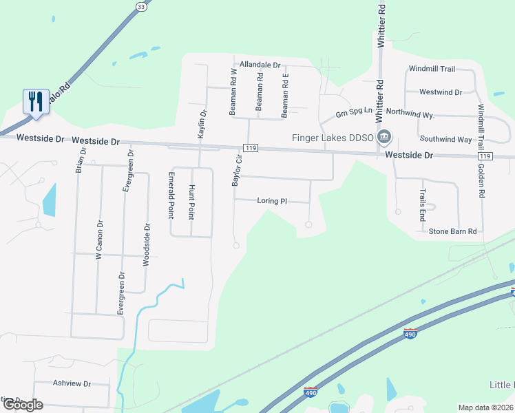 map of restaurants, bars, coffee shops, grocery stores, and more near 23 Loring Place in Rochester