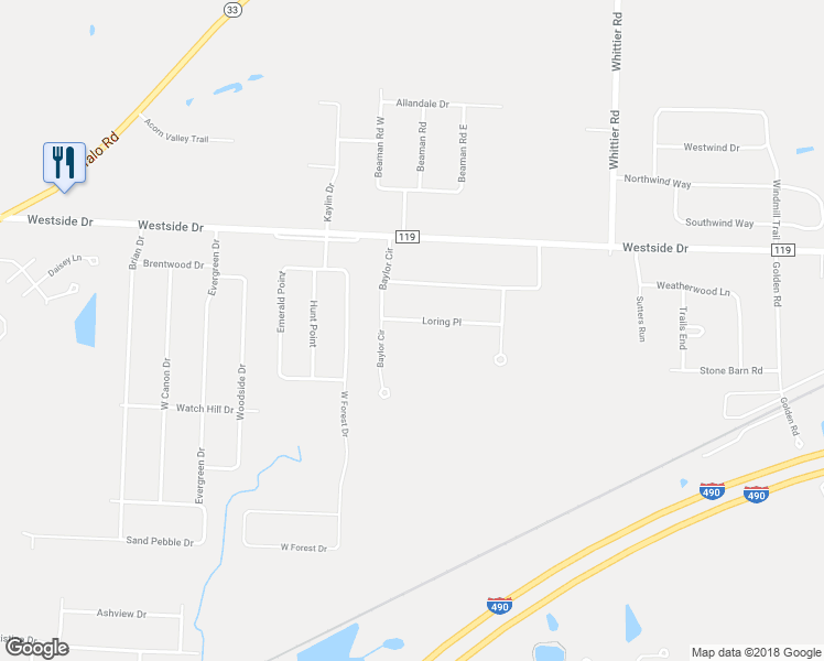 map of restaurants, bars, coffee shops, grocery stores, and more near 23 Loring Place in Rochester