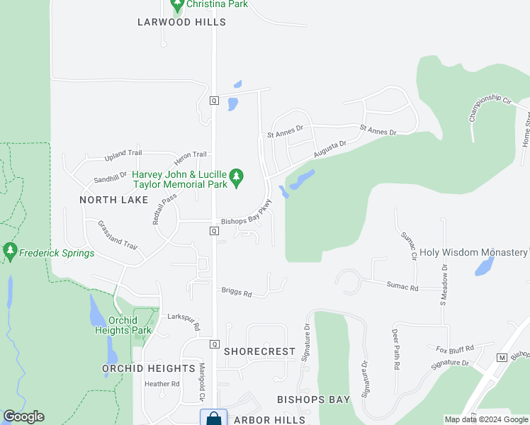 map of restaurants, bars, coffee shops, grocery stores, and more near 5241 Bishops Bay Parkway in Waunakee