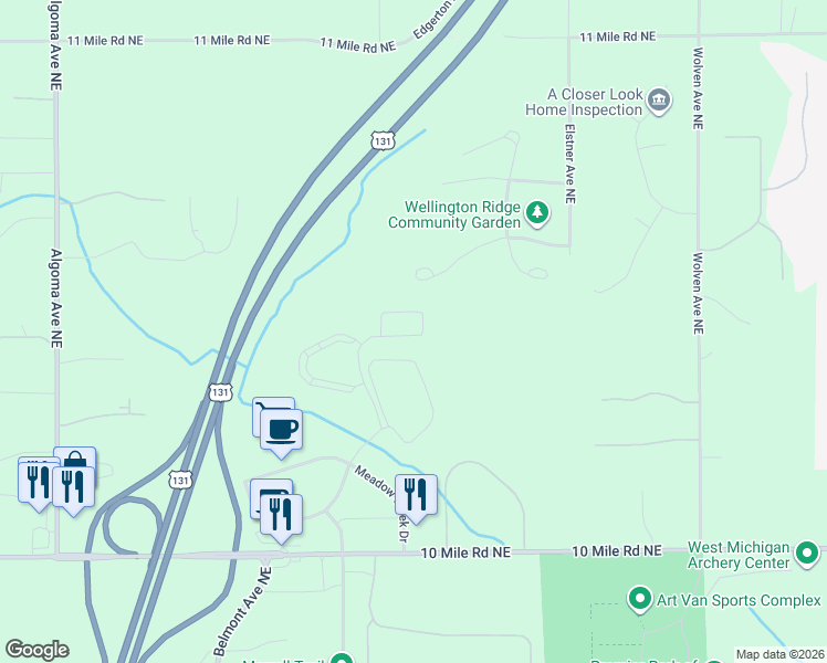 map of restaurants, bars, coffee shops, grocery stores, and more near 2925 Tributary Drive in Rockford