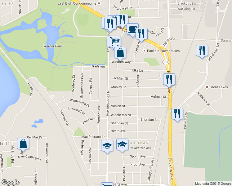 map of restaurants, bars, coffee shops, grocery stores, and more near 1718 Melrose Street in Madison