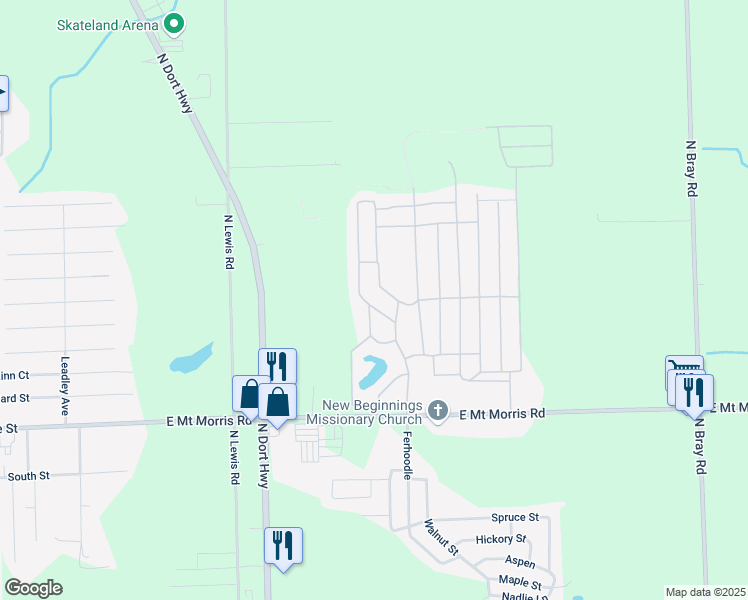 map of restaurants, bars, coffee shops, grocery stores, and more near 96 Renfrew Avenue in Mount Morris