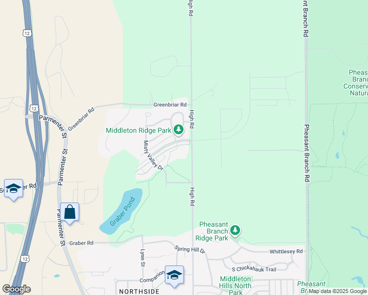 map of restaurants, bars, coffee shops, grocery stores, and more near 7113 Belle Fontaine Boulevard in Middleton