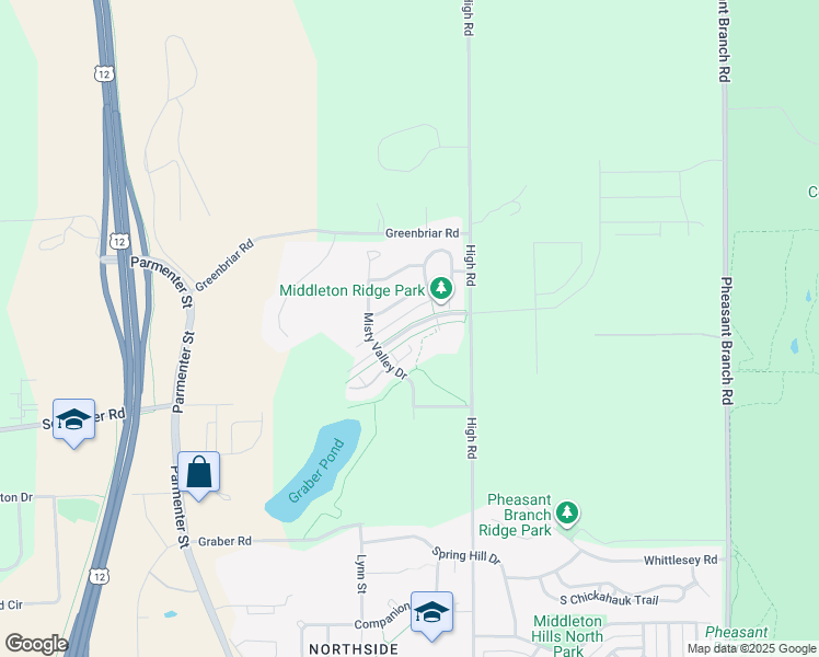 map of restaurants, bars, coffee shops, grocery stores, and more near Belle Fontaine Boulevard in Middleton