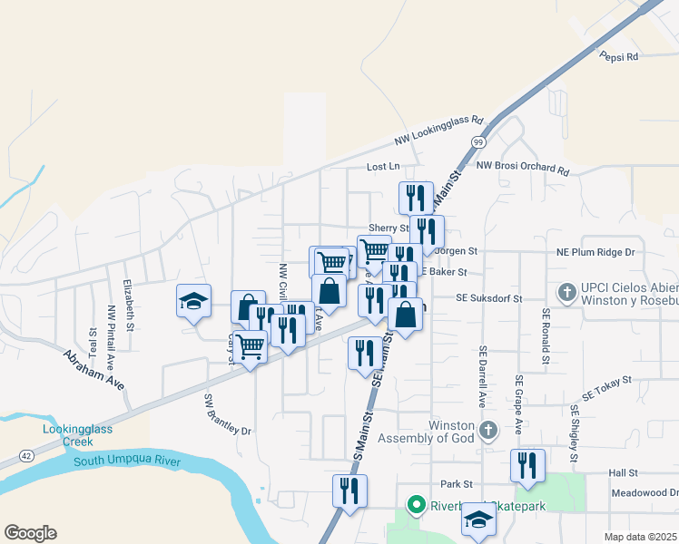 map of restaurants, bars, coffee shops, grocery stores, and more near 189 Northwest Glenhart Avenue in Winston
