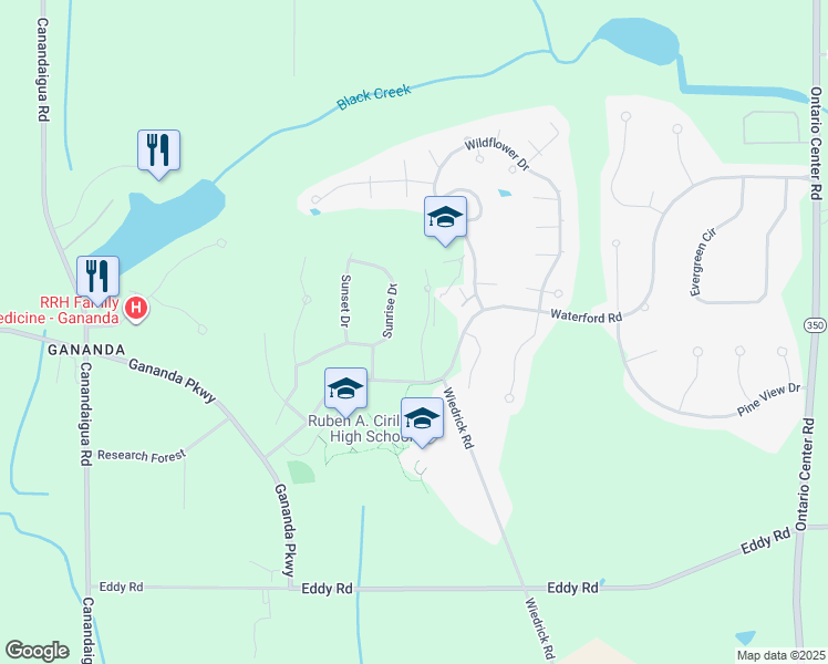 map of restaurants, bars, coffee shops, grocery stores, and more near 3265 Dayspring Ridge in Walworth