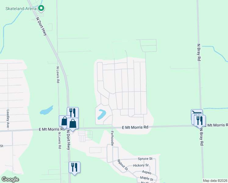 map of restaurants, bars, coffee shops, grocery stores, and more near 201 Glen Gary Drive in Mount Morris