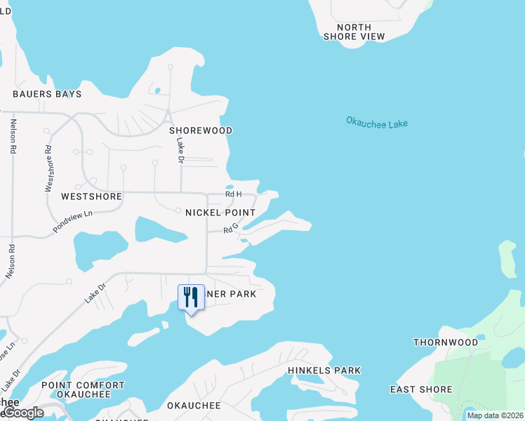 map of restaurants, bars, coffee shops, grocery stores, and more near W344N5776 Road G in Oconomowoc